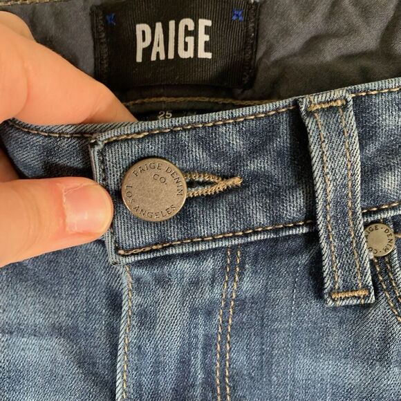PAIGE Jeans Women's 25 Medium Wash Blue Denim Skyline Skinny Low Rise Cotton Bl - Picture 4 of 10